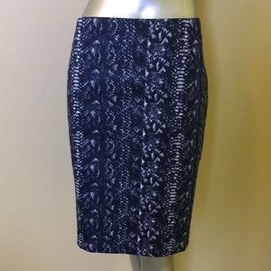 TAHARI | Snake Print Sateen Cotton Blend Pencil Skirt